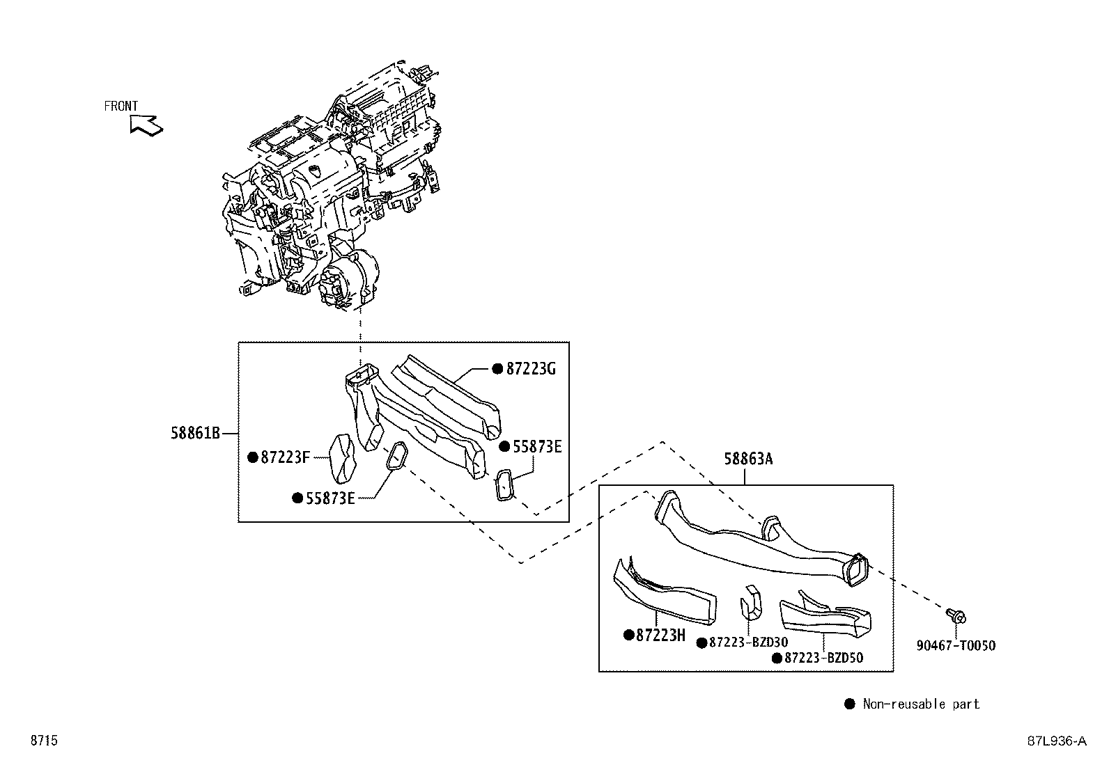 58863-BZ040 DUCT, CONSOLE BOX, NO.3 product image