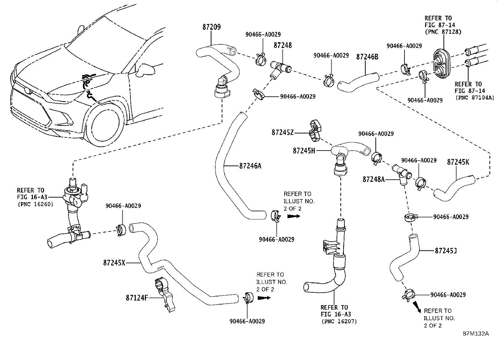 87208-0E290 HOSE, REAR HEATER WATER OUTLET, D product image