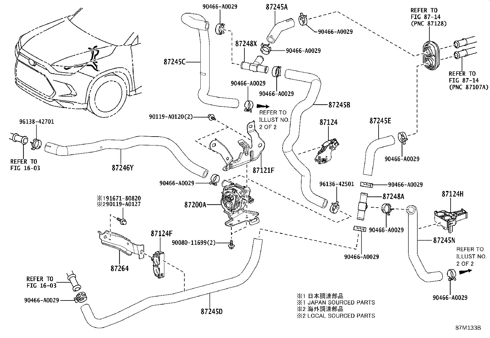 87208-0E290 HOSE, REAR HEATER WATER OUTLET, D product image
