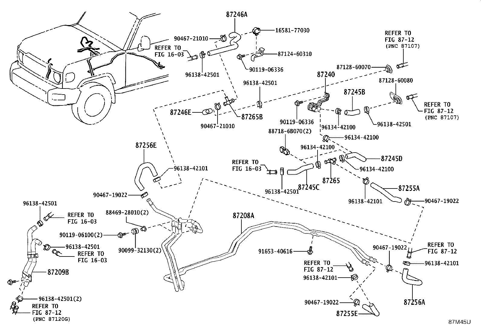 87245-60X00 HOSE, REAR HEATER WATER OUTLET, E (TO ENGINE) product image