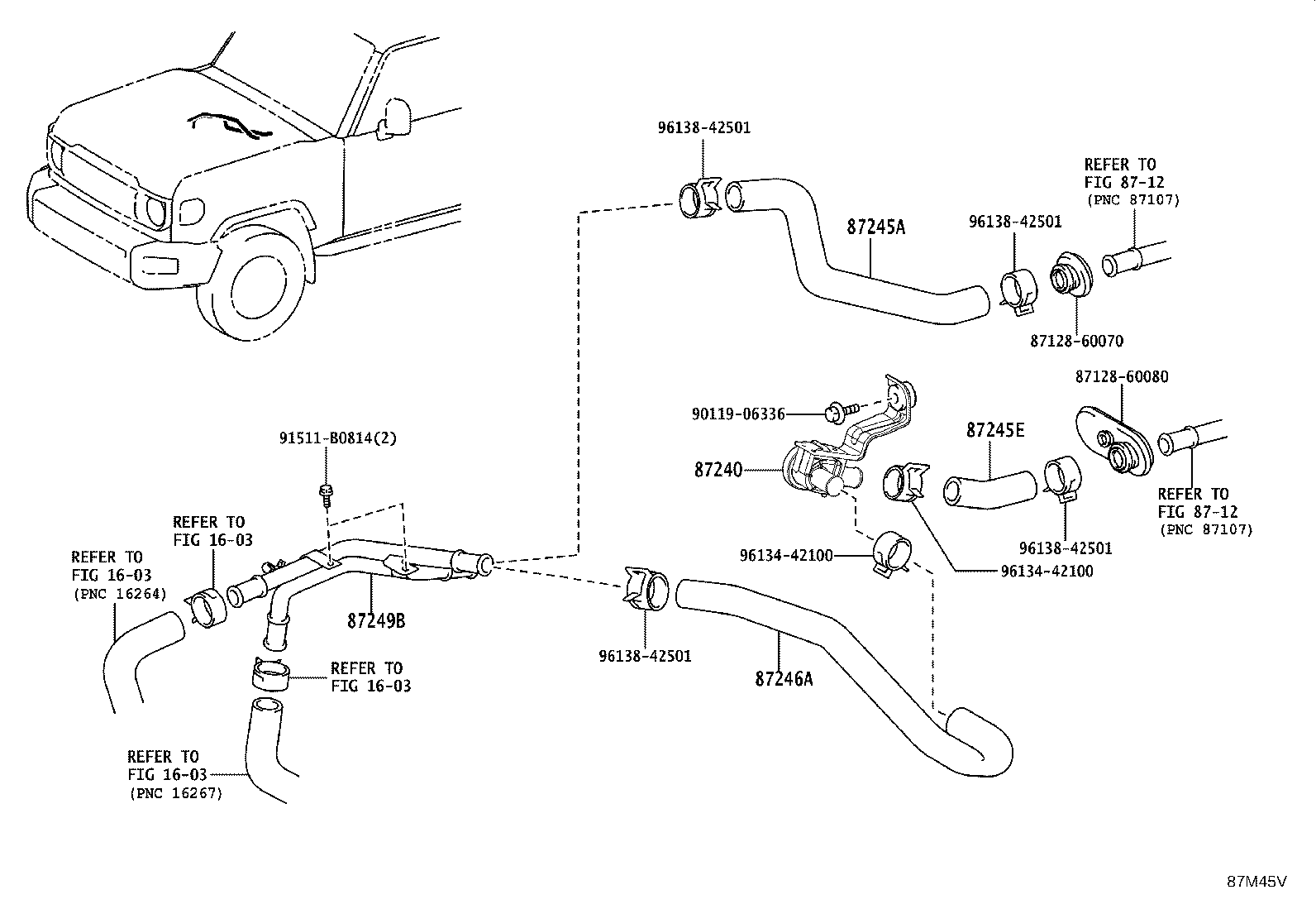 87209-60E31 HOSE SUB-ASSY, WATER, B product image