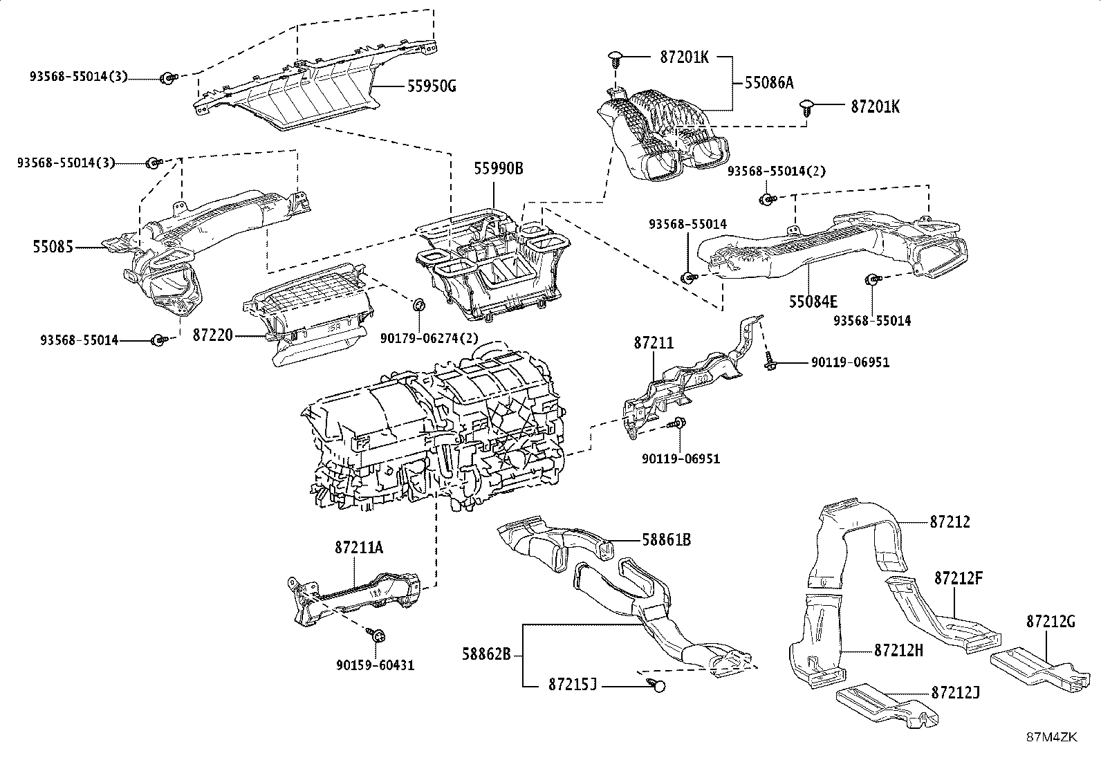 58862-16040 DUCT, CONSOLE BOX, NO.2 product image