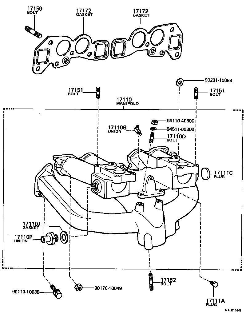 92132-40818 BOLT, STUD(FOR MANIFOLD TO CYLINDER HEAD) product image