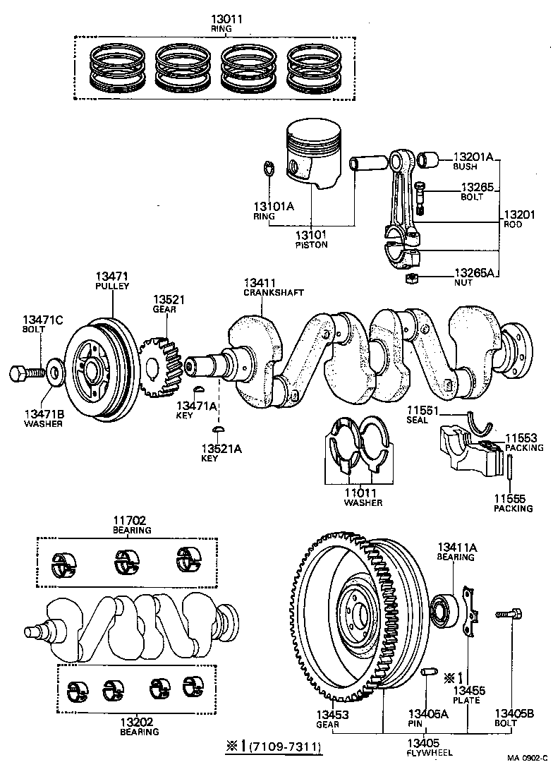 90170-10040 NUT, HEXAGON(FOR CONNECTING ROD BOLT) product image
