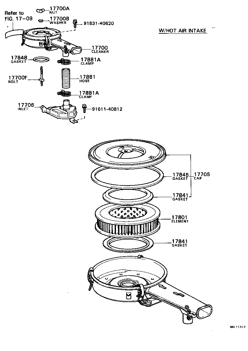 17705-13050 CAP SUB-ASSY, AIR CLEANER product image