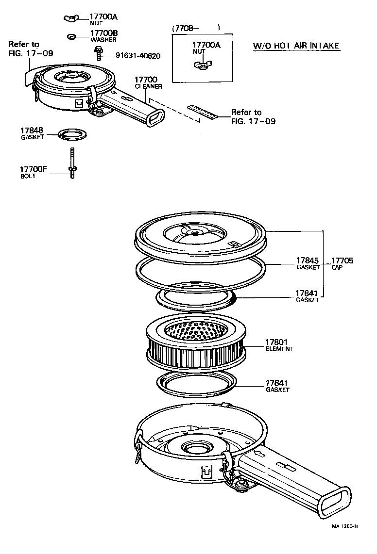 17705-13050 CAP SUB-ASSY, AIR CLEANER product image
