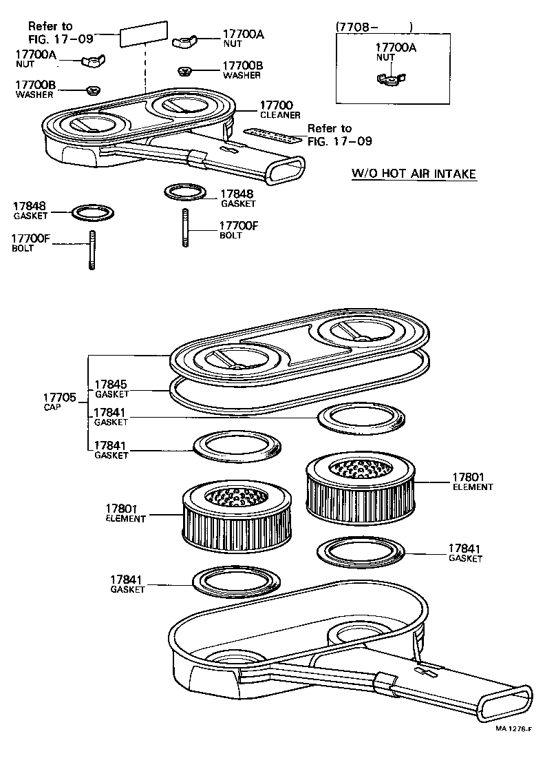 17705-13050 CAP SUB-ASSY, AIR CLEANER product image