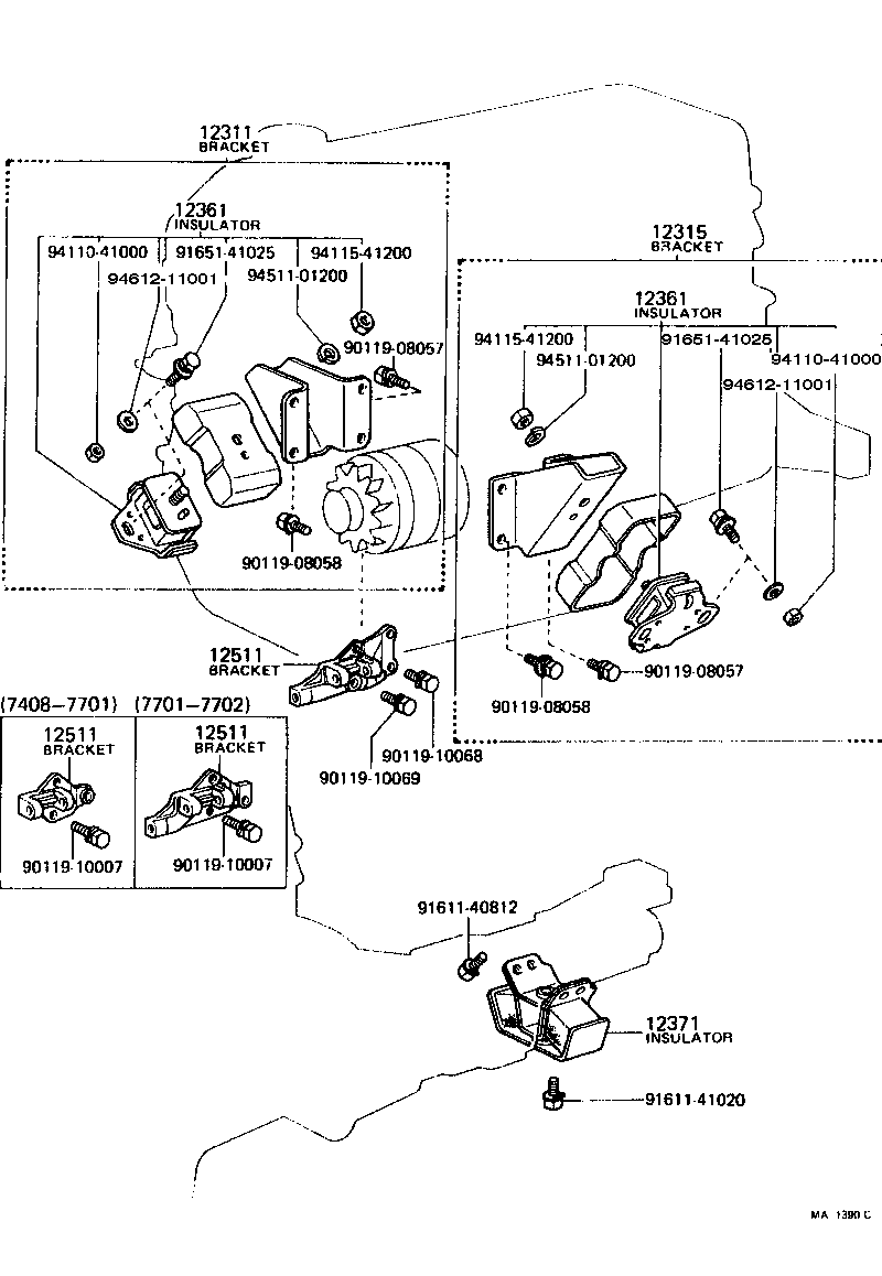 12302-39015 BRACKET, ENGINE MOUNTING, FRONT NO.1 LH product image