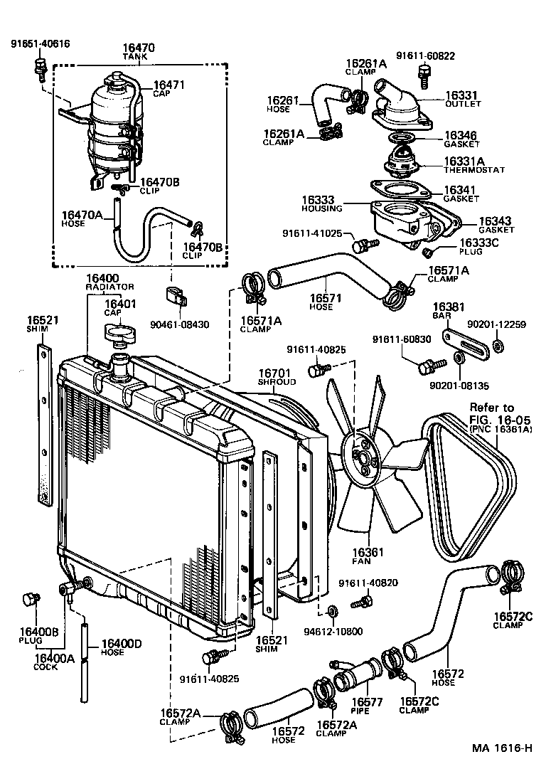16261-76021 HOSE, WATER BY-PASS product image