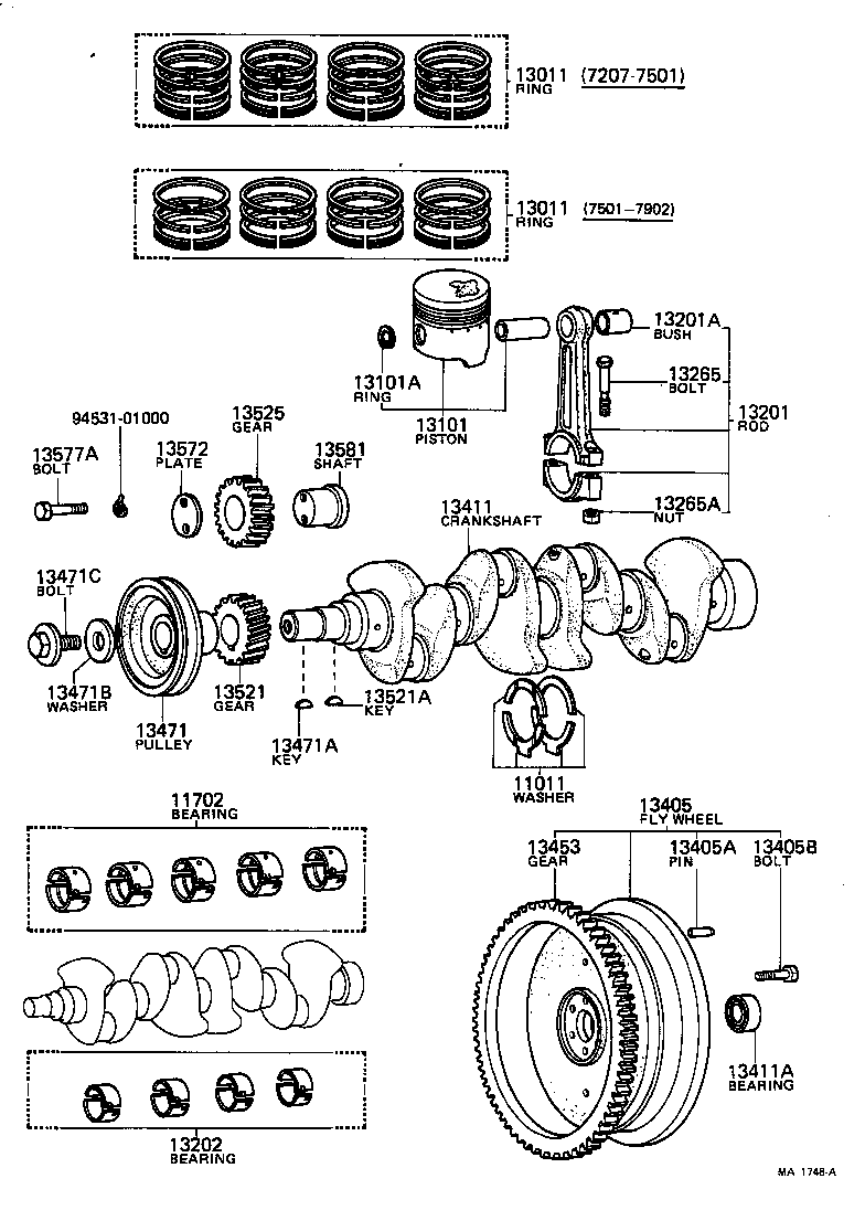 90170-10040 NUT, HEXAGON(FOR CONNECTING ROD BOLT) product image