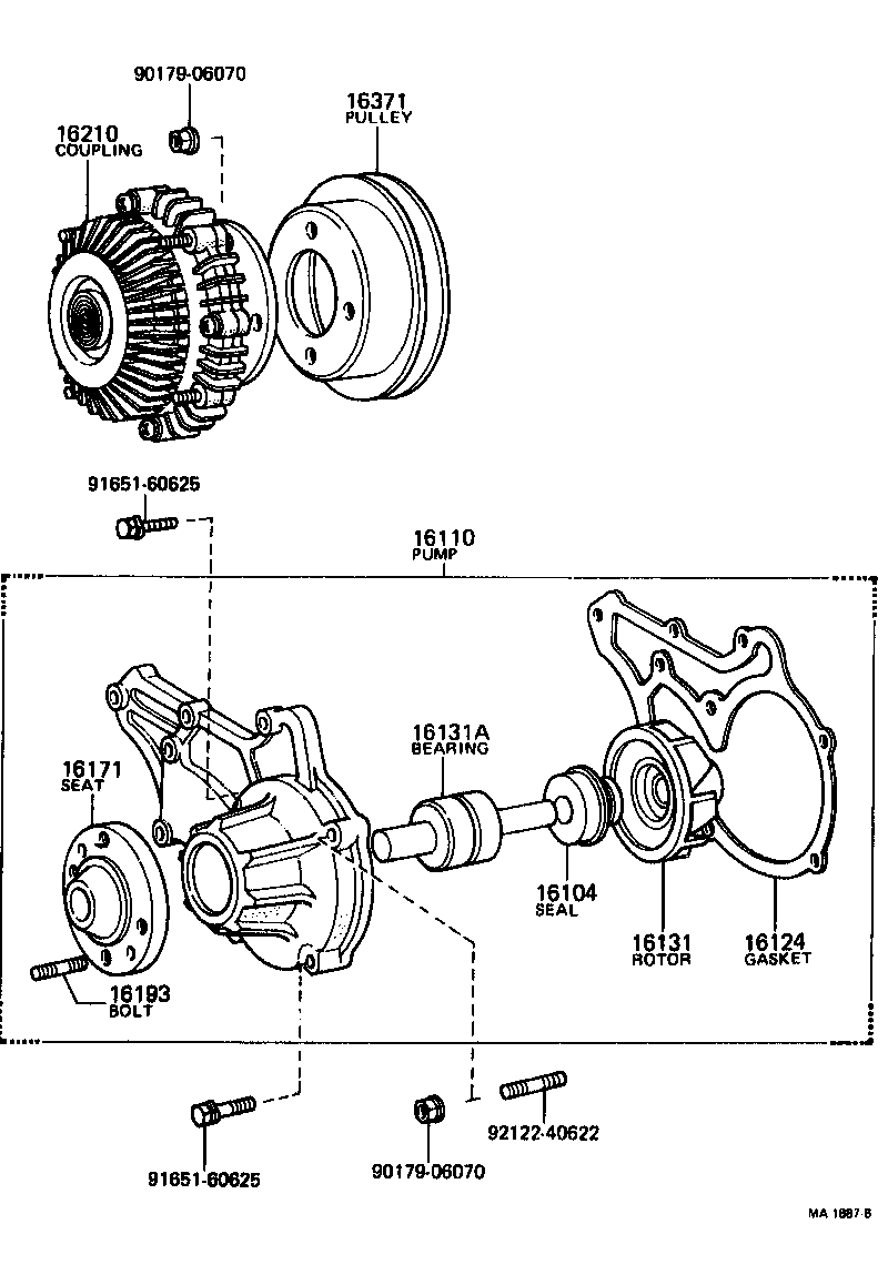 16110-38020 PUMP ASSY, WATER, W/O COUPLING product image