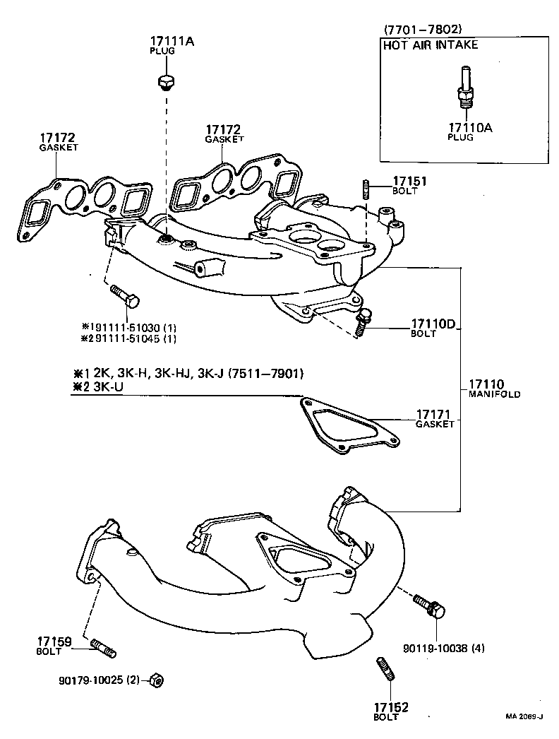 92132-40818 BOLT, STUD(FOR MANIFOLD TO CYLINDER HEAD) product image