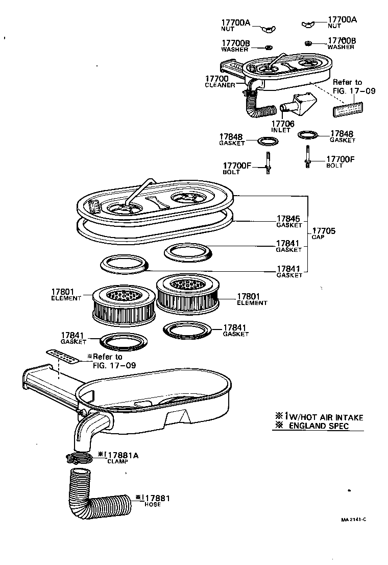 17705-13050 CAP SUB-ASSY, AIR CLEANER product image