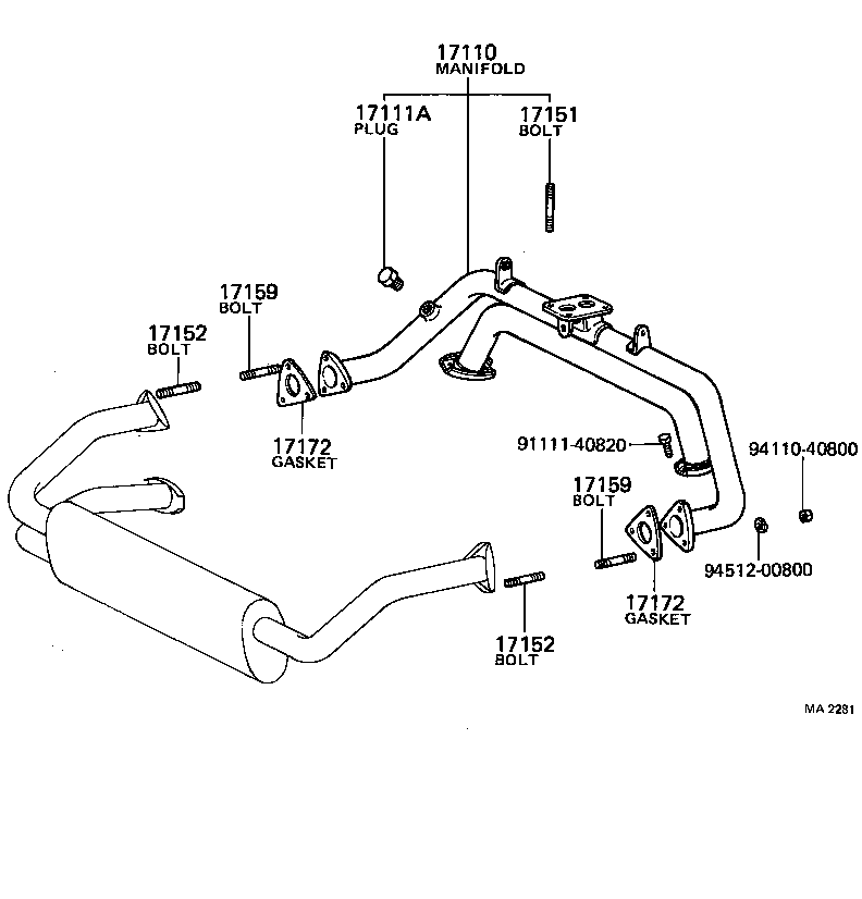92132-40818 BOLT, STUD(FOR MANIFOLD TO CYLINDER HEAD) product image