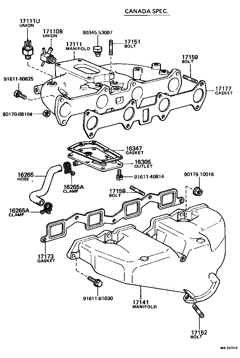16261-26010 HOSE, INTAKE MANIFOLD WATER product image