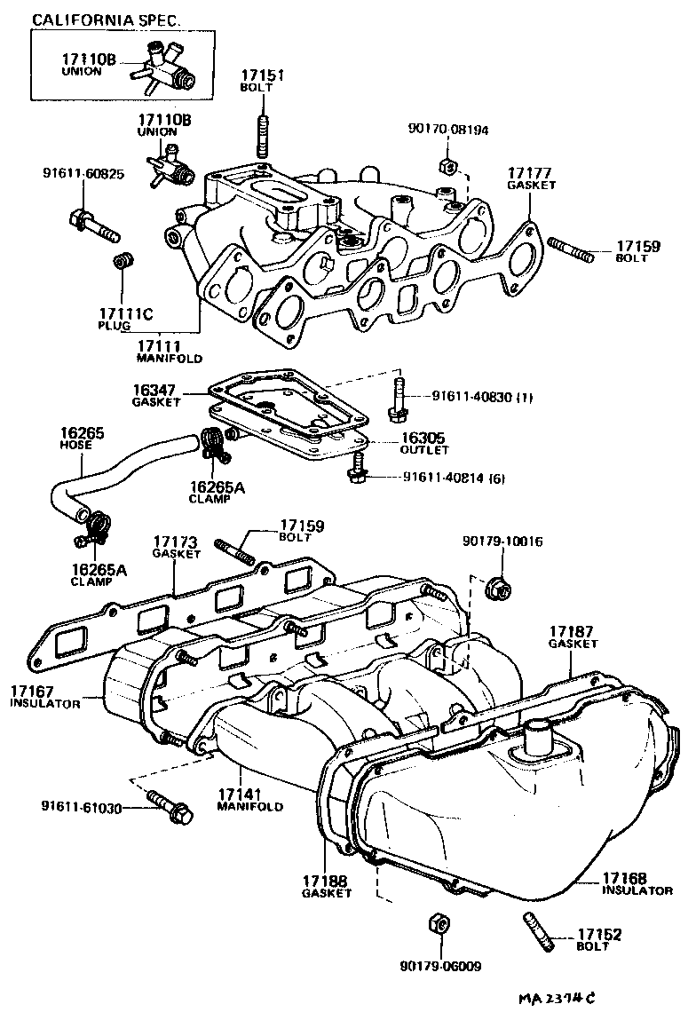 16261-26010 HOSE, INTAKE MANIFOLD WATER product image