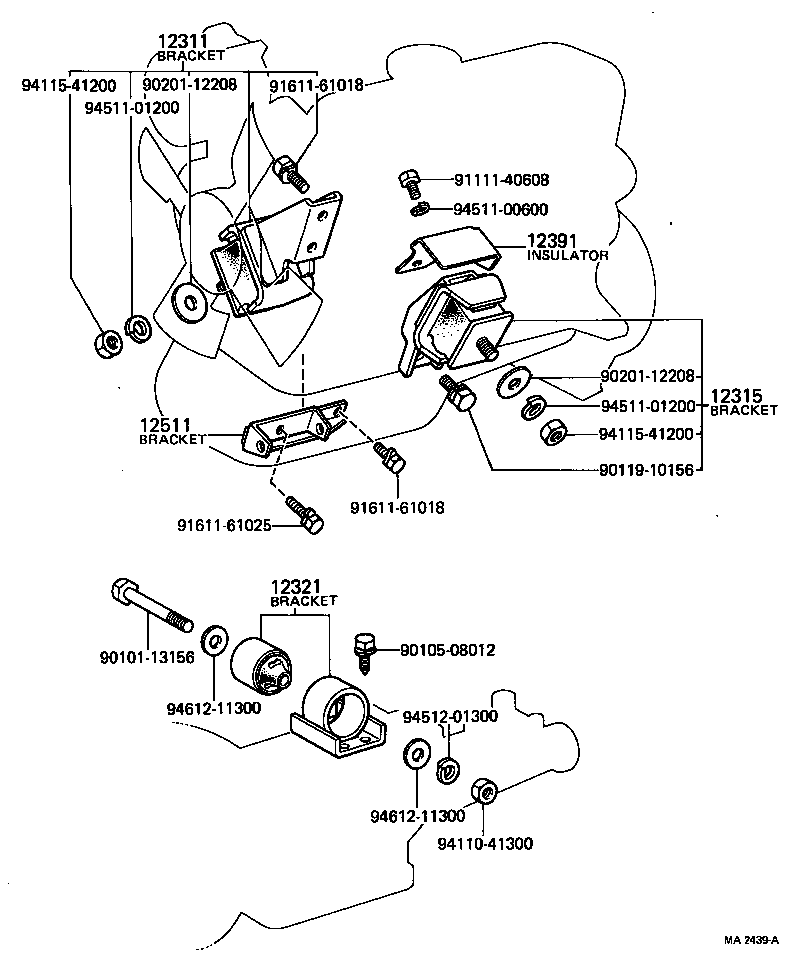 12302-29035 BRACKET, ENGINE MOUNTING, FRONT NO.1 LH product image