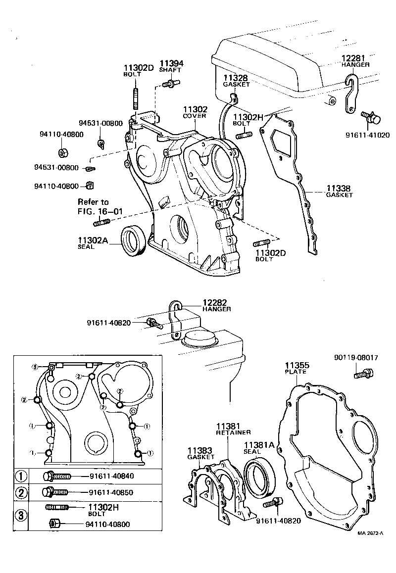 90072-11618 BOLT, STUD(FOR TIMING GEAR COVER) product image