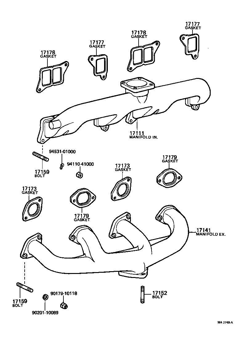 90116-08026 BOLT, STUD(FOR MANIFOLD TO CARBURETOR) product image