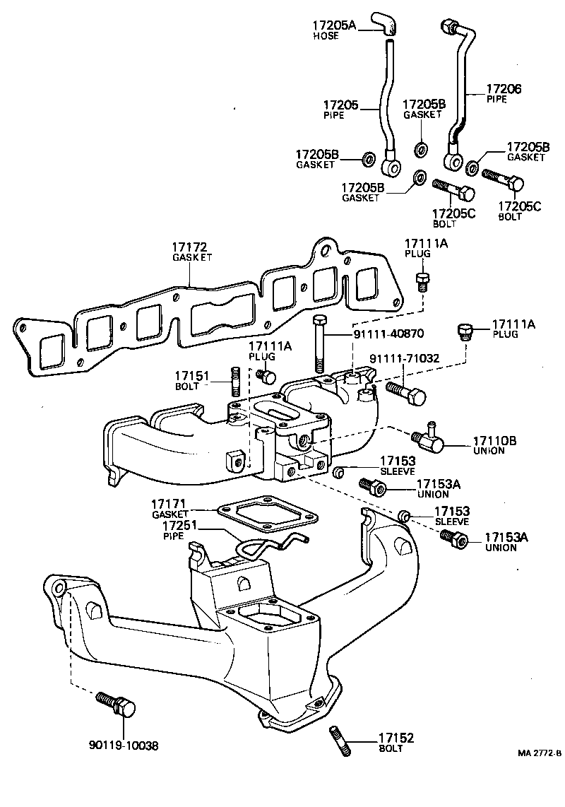 90116-08255 BOLT, STUD(FOR MANIFOLD TO CYLINDER HEAD) product image