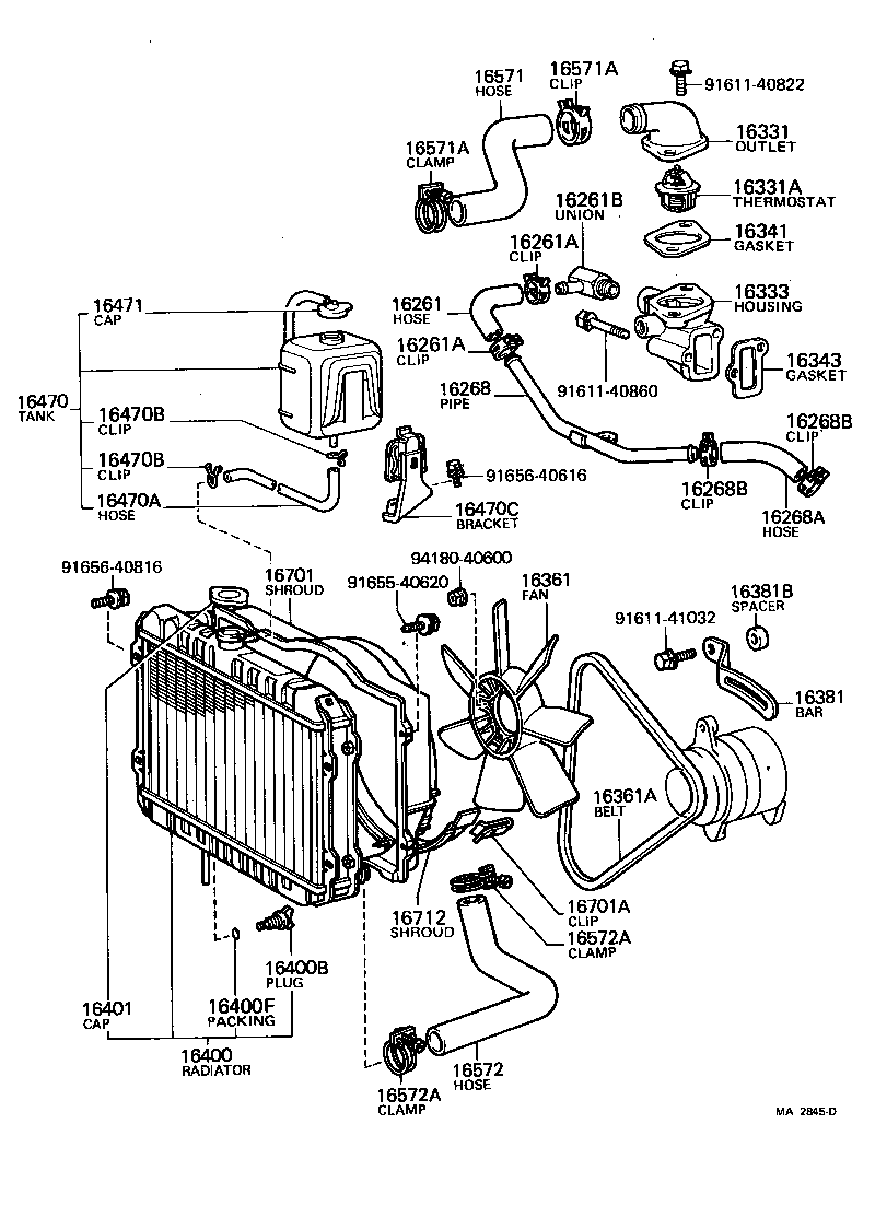 16261-88101 HOSE, WATER BY-PASS product image