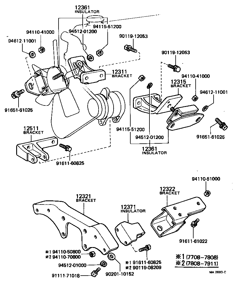 12326-38020 BRACKET, ENGINE MOUNTING, REAR NO.2 product image