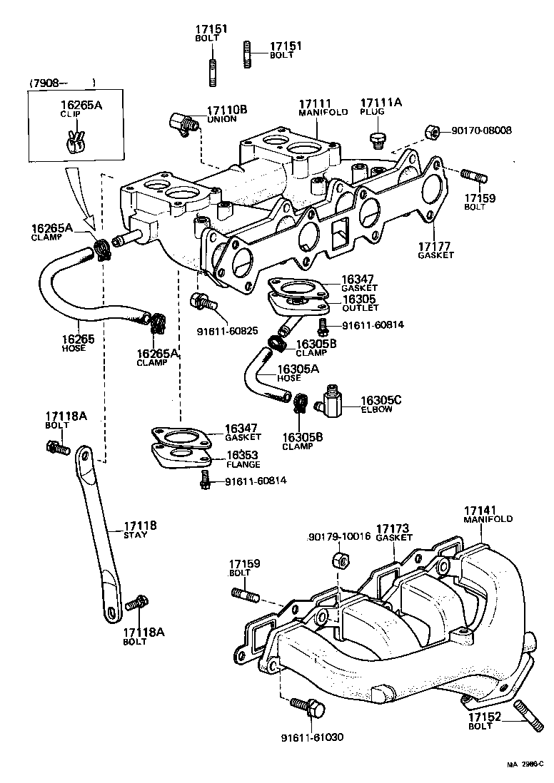 17171-34020 GASKET, INTAKE TO EXHAUST MANIFOLD product image