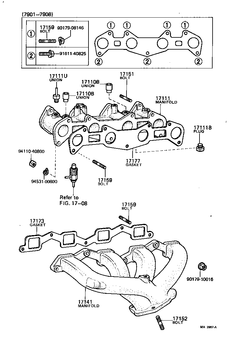17171-34020 GASKET, INTAKE TO EXHAUST MANIFOLD product image