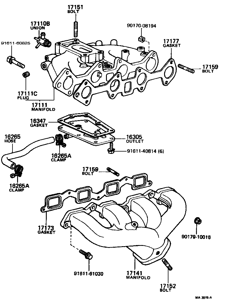16261-26010 HOSE, INTAKE MANIFOLD WATER product image