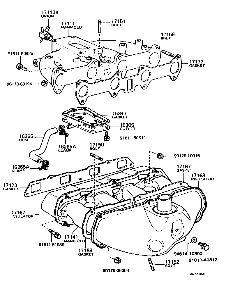 16261-26010 HOSE, INTAKE MANIFOLD WATER product image