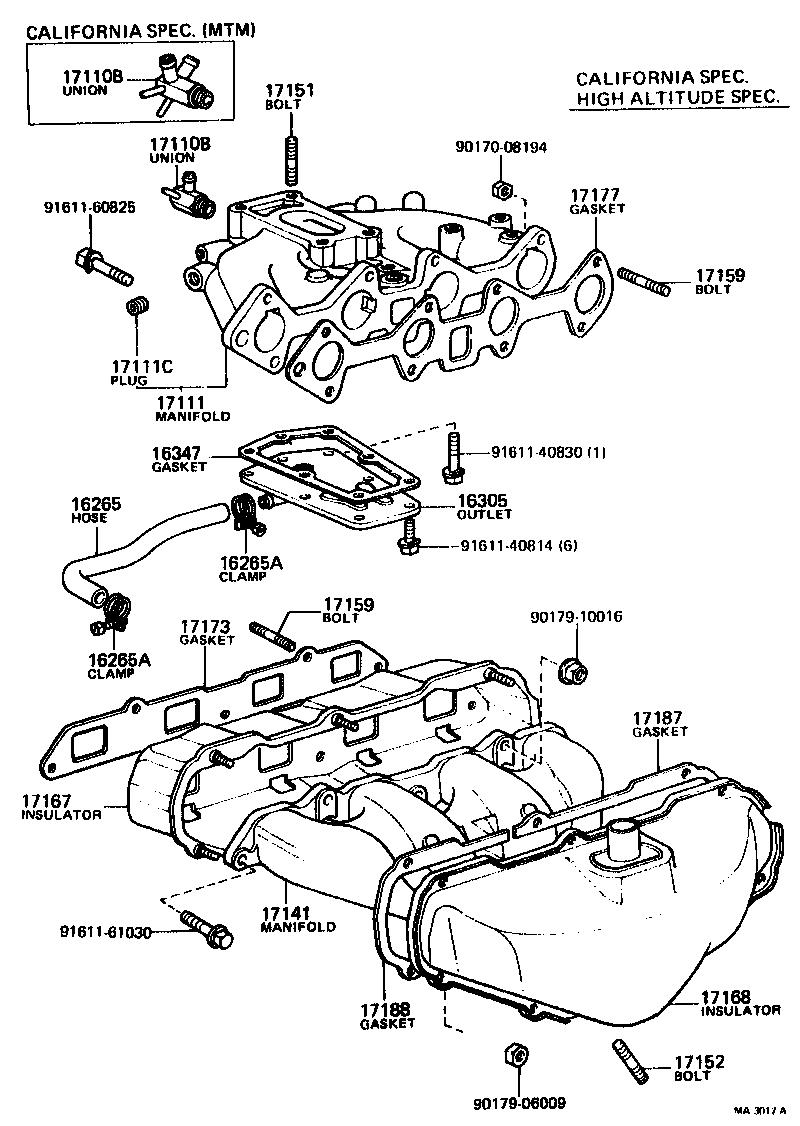 16261-26010 HOSE, INTAKE MANIFOLD WATER product image