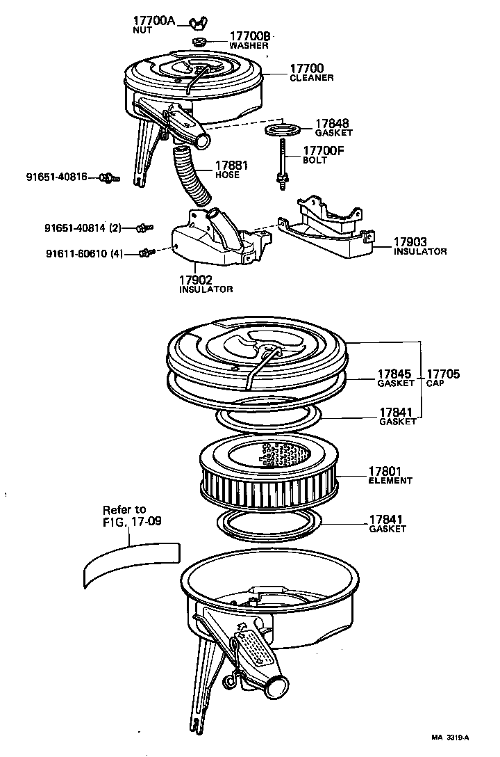 17705-13050 CAP SUB-ASSY, AIR CLEANER product image