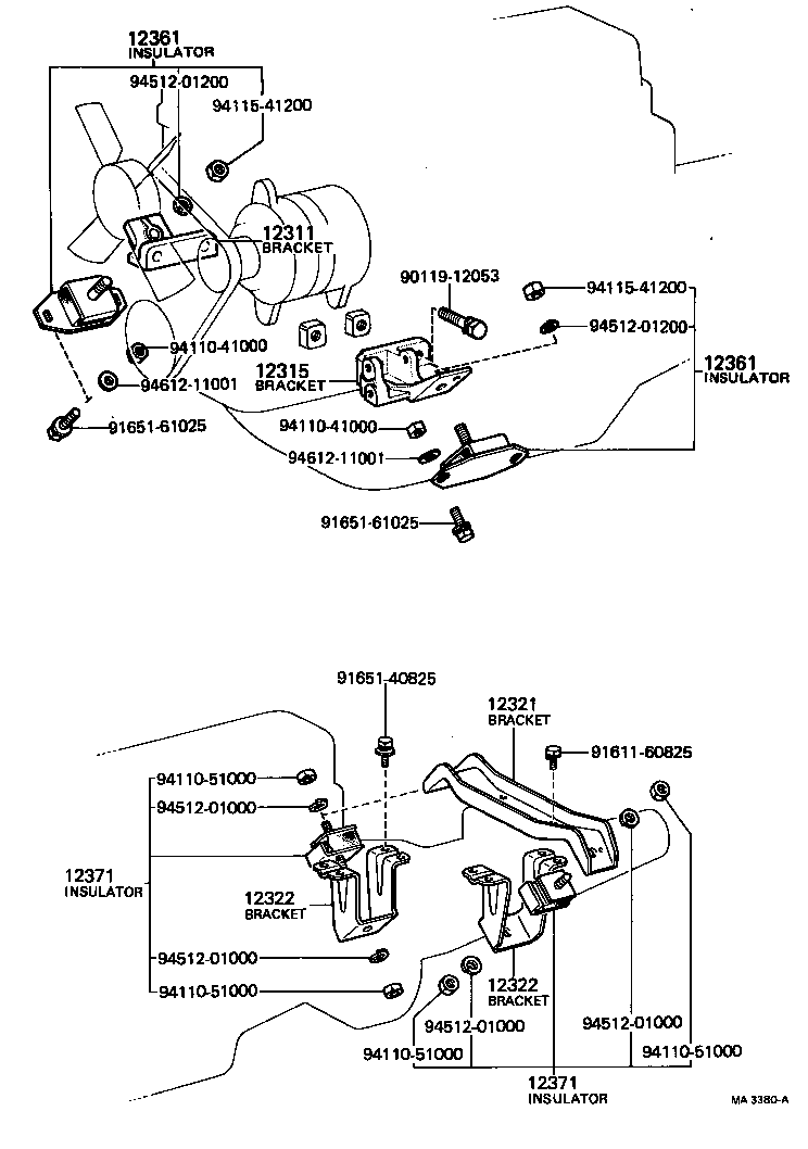 12302-29035 BRACKET, ENGINE MOUNTING, FRONT NO.1 LH product image