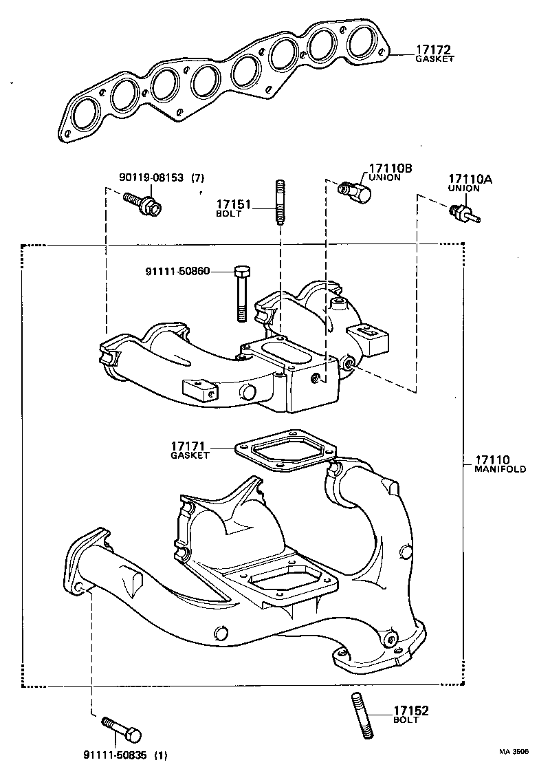 90116-10050 BOLT, STUD(FOR MANIFOLD TO CYLINDER HEAD) product image