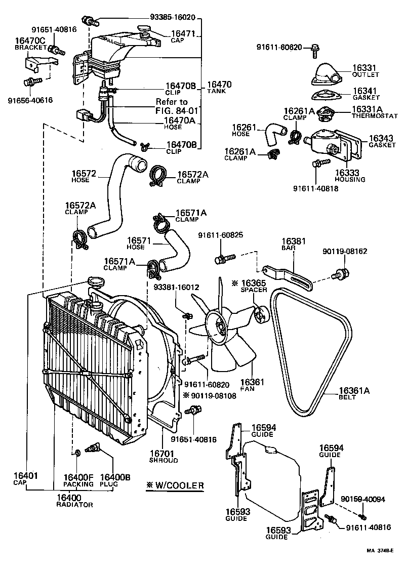 16573-56010 HOSE, RADIATOR, OUTLET product image