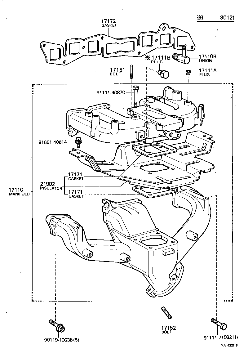 17171-34020 GASKET, INTAKE TO EXHAUST MANIFOLD product image