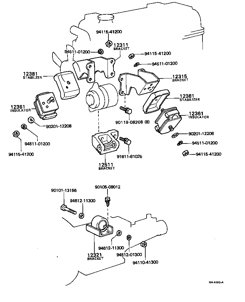 12302-29035 BRACKET, ENGINE MOUNTING, FRONT NO.1 LH product image