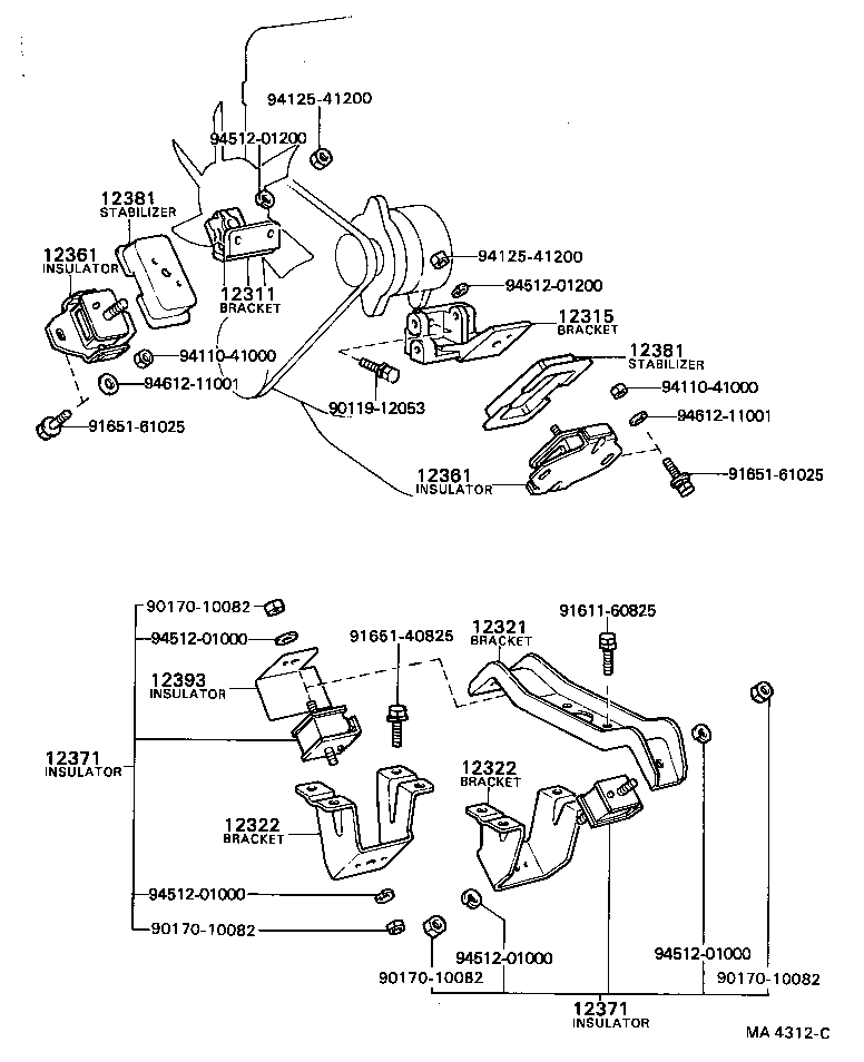 12302-29035 BRACKET, ENGINE MOUNTING, FRONT NO.1 LH product image