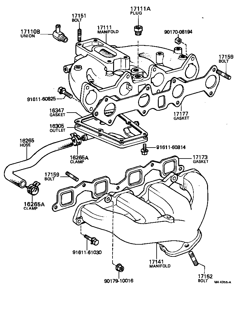 90116-08255 BOLT, STUD(FOR MANIFOLD TO CYLINDER HEAD) product image