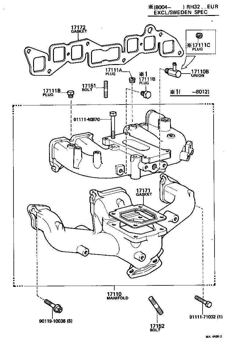 17141-54010 MANIFOLD, EXHAUST product image
