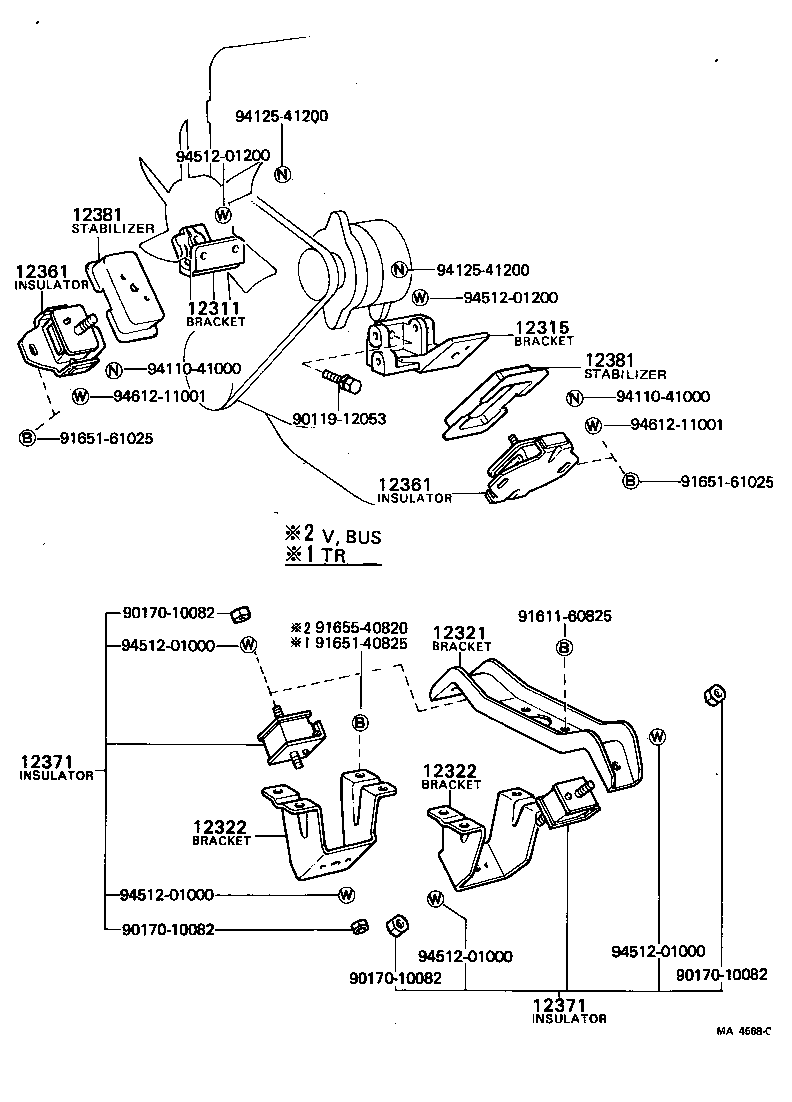 12322-54020 BRACKET, ENGINE MOUNTING, REAR NO.2 product image