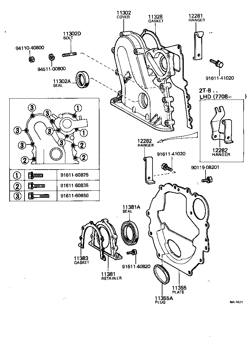 90072-11618 BOLT, STUD(FOR TIMING GEAR COVER) product image