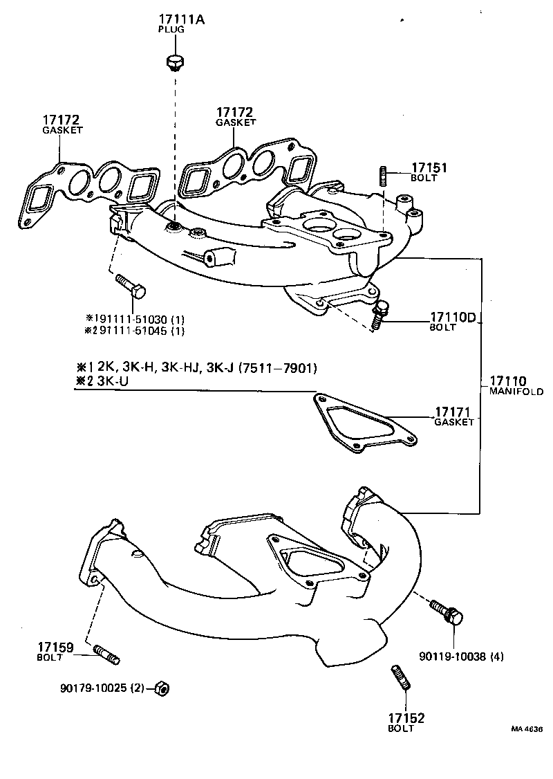 17171-24010 GASKET, INTAKE TO EXHAUST MANIFOLD product image