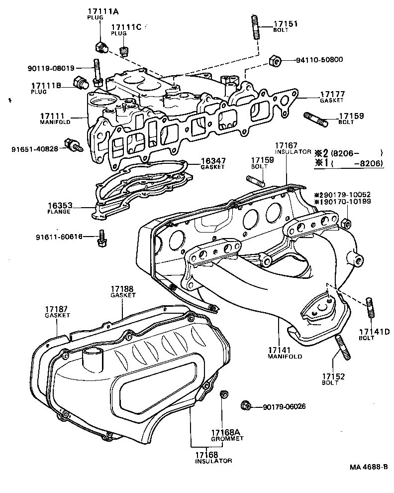 17141-54020 MANIFOLD, EXHAUST product image