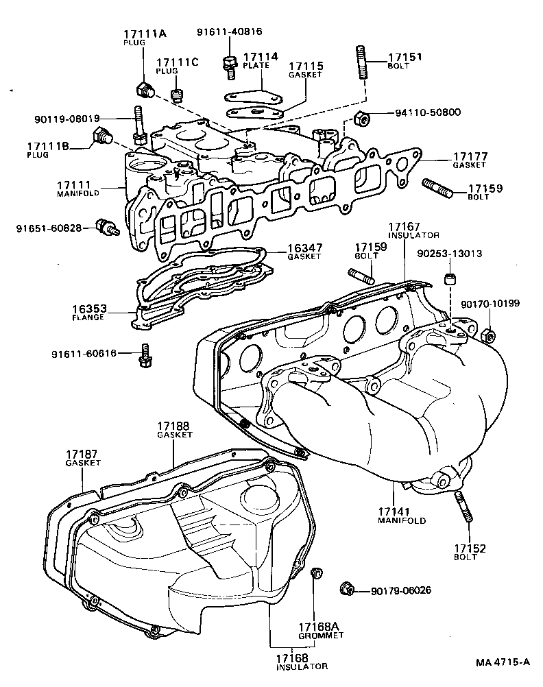 90116-10050 BOLT, STUD(FOR MANIFOLD TO CYLINDER HEAD) product image