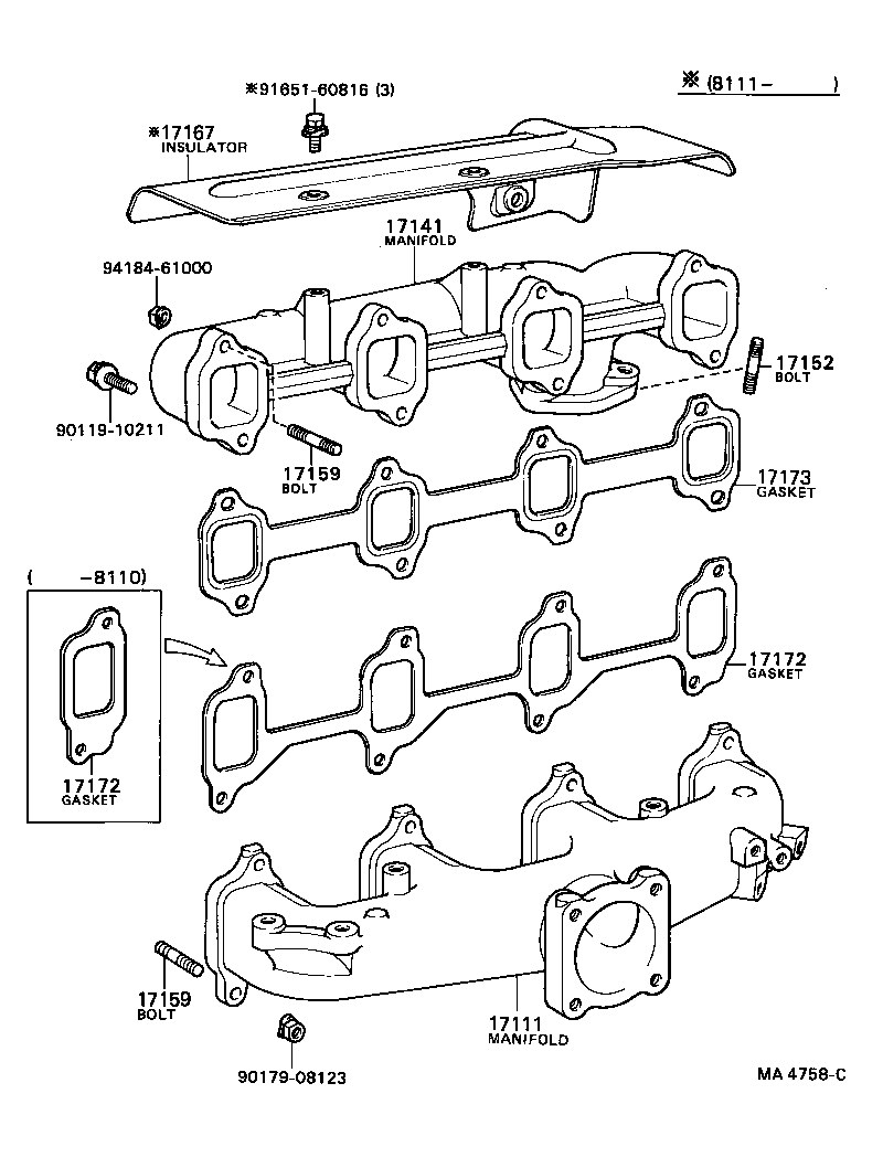 90116-10050 BOLT, STUD(FOR MANIFOLD TO CYLINDER HEAD) product image