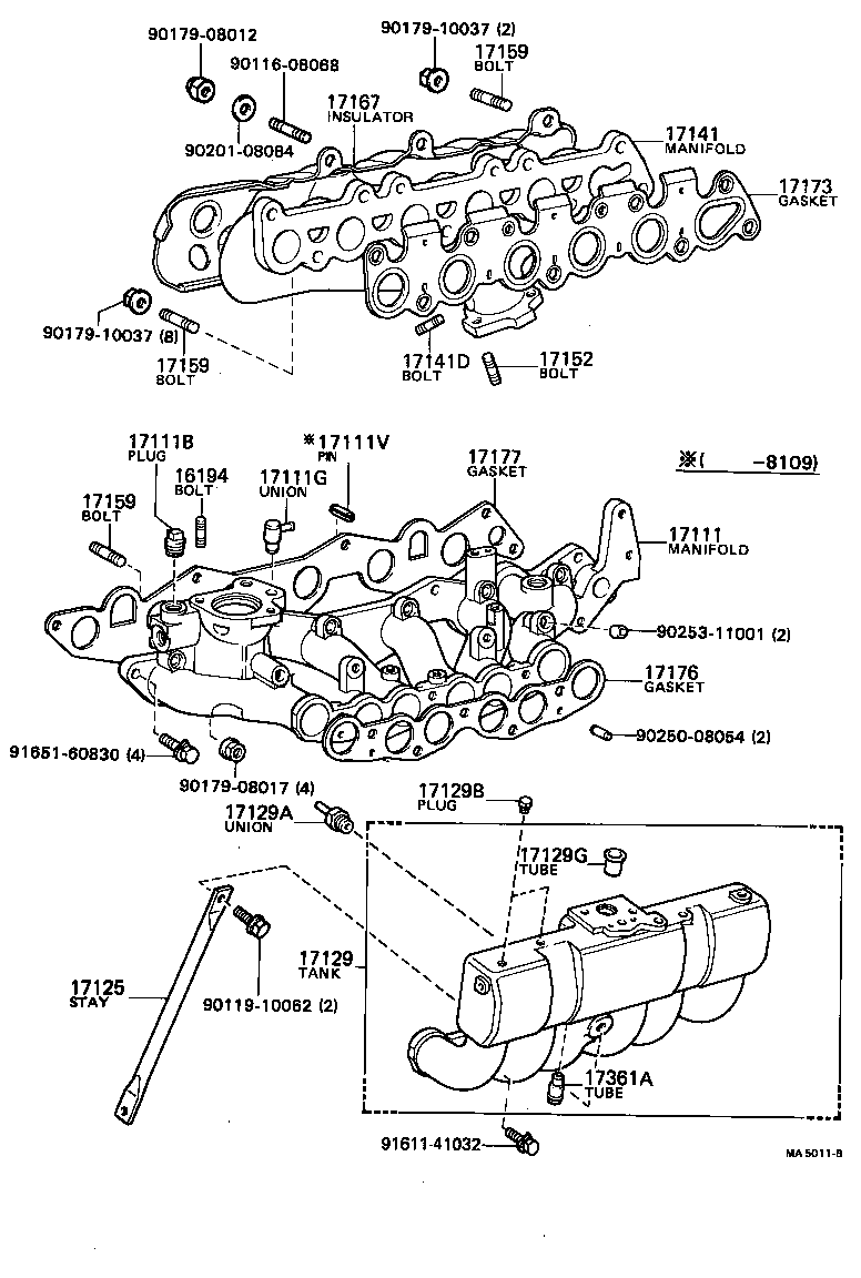 17141-54020 MANIFOLD, EXHAUST product image