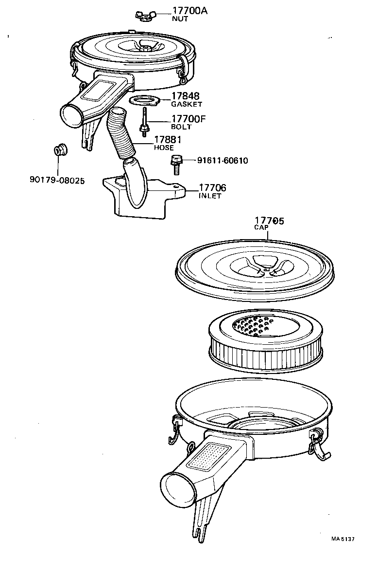 17705-13050 CAP SUB-ASSY, AIR CLEANER product image