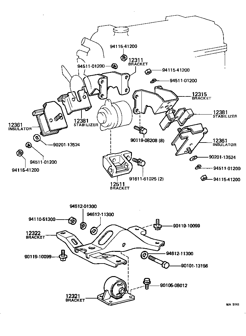 12322-71030 BRACKET, ENGINE MOUNTING, REAR NO.2 product image