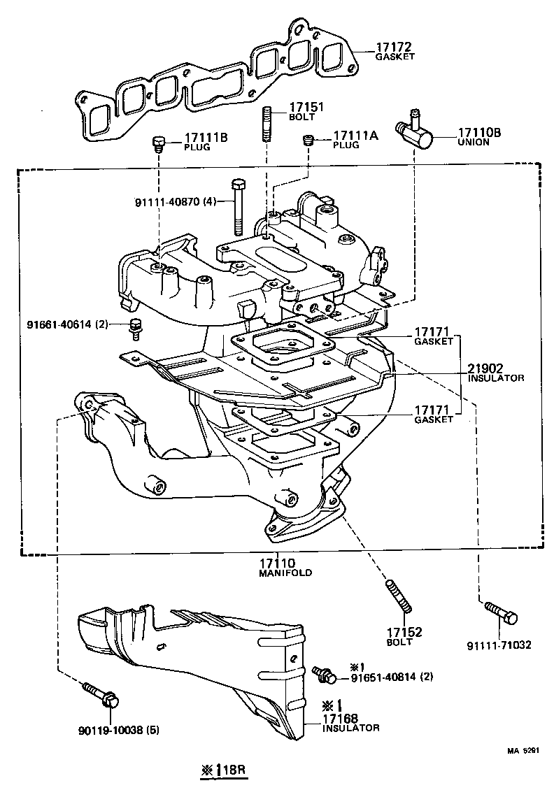 17141-54010 MANIFOLD, EXHAUST product image